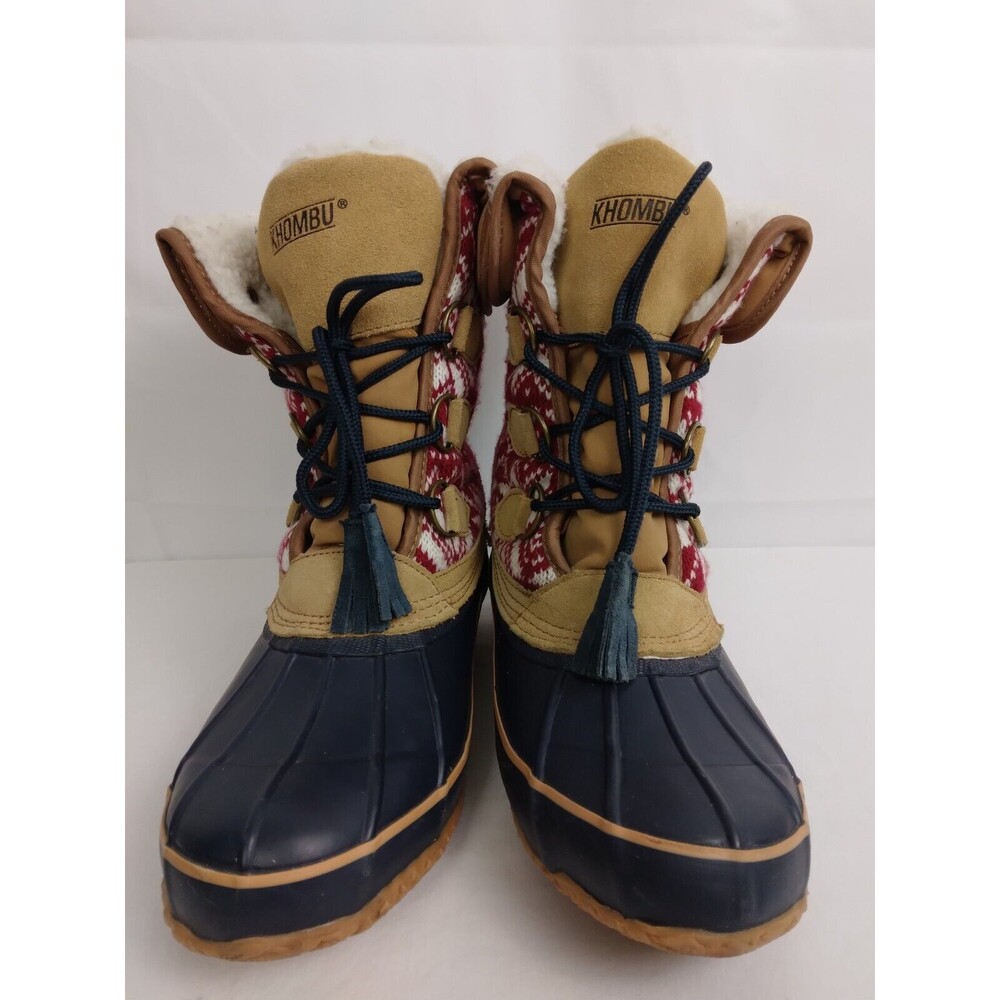 KHOMBU MAYA Suede Lace Up Faux Fur Lined Winter Duck Boots Brown Womens Size 8 M - Picture 5 of 12